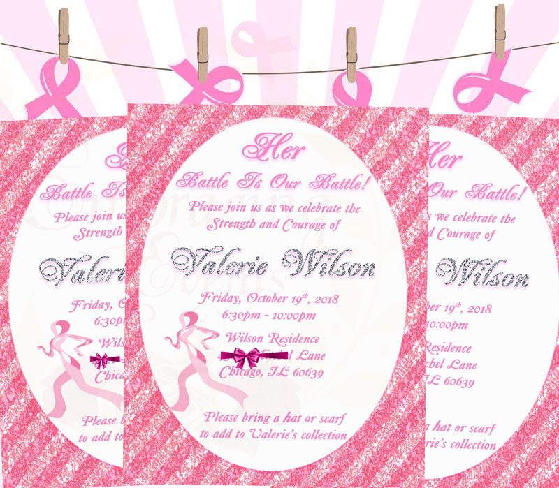 Breast Cancer Fighter Invitation - Digital File